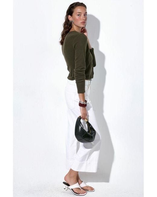 Busem Green Cropped Ribbed Button Cardigan