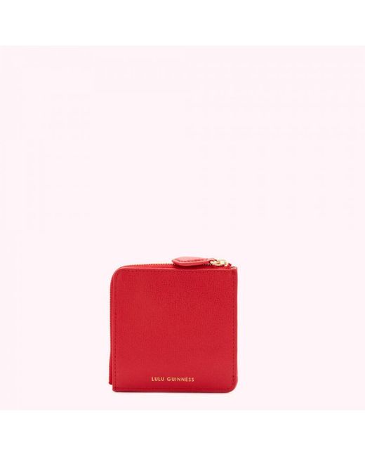 lulu guinness Red Red London Travel Stamps Square Coin Purse