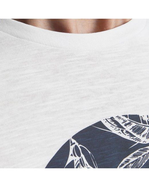 Jack & Jones White Casual Cotton T-Shirt Crew Neck, Short Sleeves for men