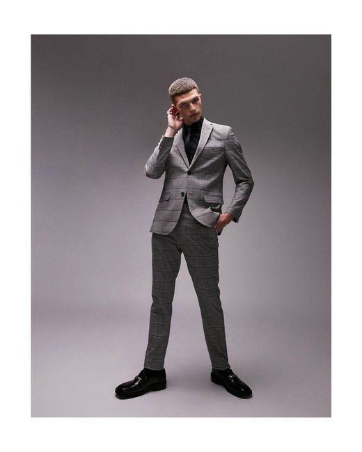 Skinny grey suit best sale
