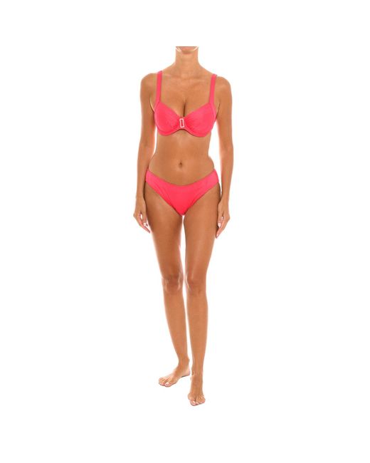 Teleno Red Unpadded Underwire Bikini Eb1323C