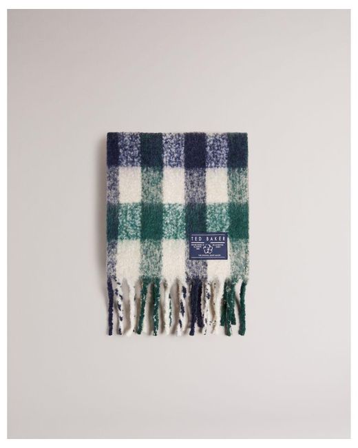 Ted Baker Blue Evealy Check Brushed Scarf, Dark