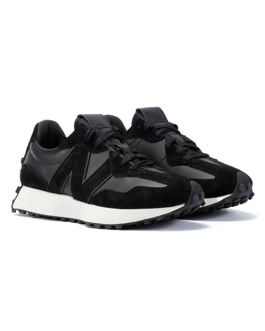 New Balance Black 327 Suede/Leather Trainers