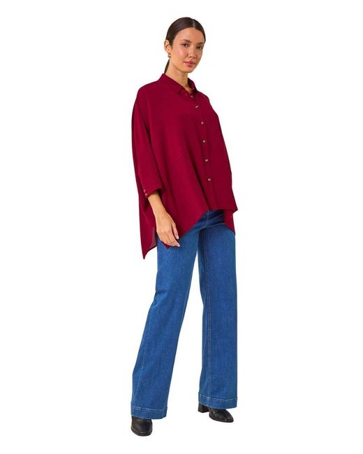 Roman Red Relaxed Smart Stretch Shirt Blouse Top