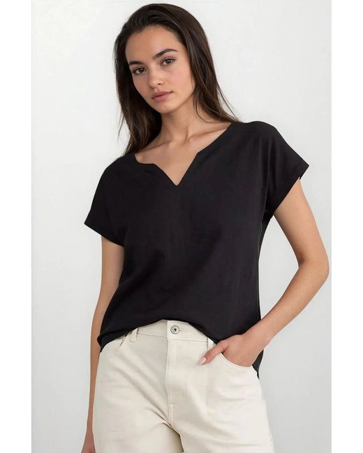 White Stuff Black Short Sleeve Relaxed Tee