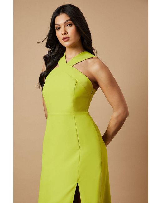 Oasis Green Halter Neck Split Midi Dress