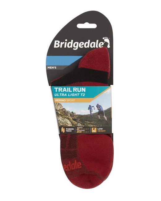 Bridgedale Red Running Ultralight Merino Low Socks for men
