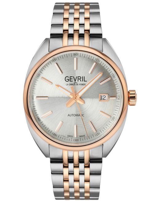 Gevril Metallic Five Points 48700 Swiss Made Automatic Sellita Sw200 Dial Two Tone Stainless Steel Luminous Date Watch for men