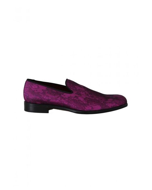 Dolce & Gabbana Purple Elegant Silk-Wool Blend Loafers for men