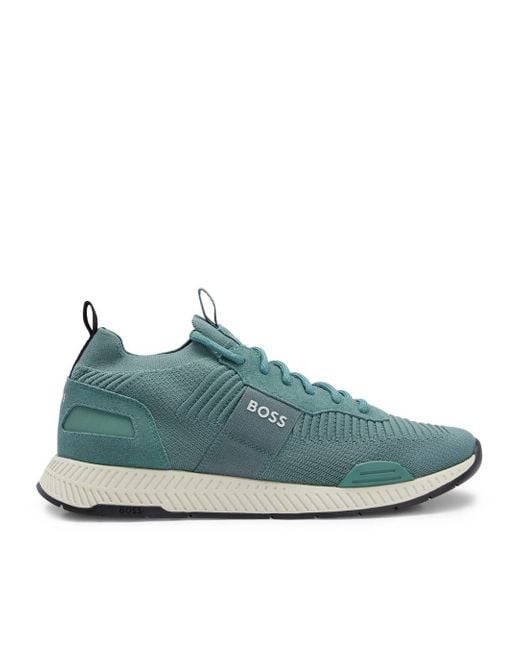 Boss Titanium Hardlooptrainers Voor In Groen in het Blue voor heren