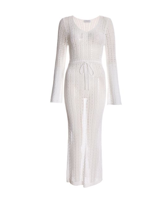 Quiz White Crochet Maxi Dress