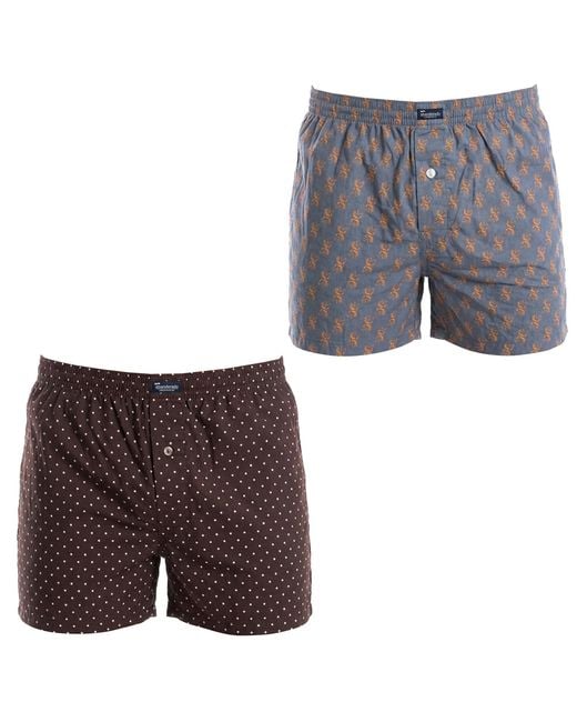 Abanderado Gray Pack Of 2 Essential Cotton Boxer Shorts With Elastic Waistband A0100 for men