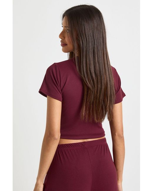 Boohoo Purple Ultra Soft Short Sleeve Fitted Top