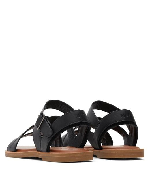 TOMS Black Sloane Strappy Flat Sandal
