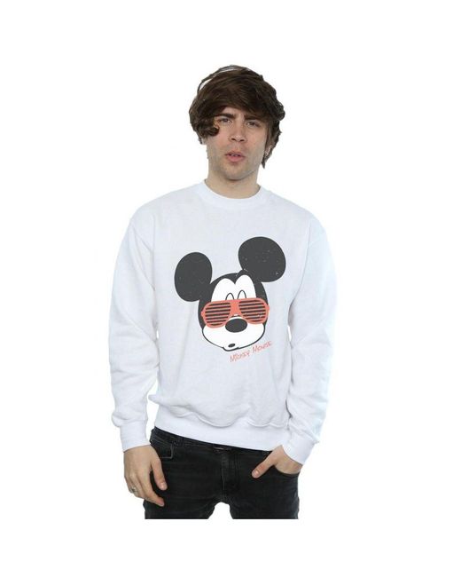 Disney White Mickey Mouse Sunglasses Sweatshirt () for men