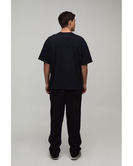 BoohooMAN Blue Oversized Script Embroidered T-Shirt for men