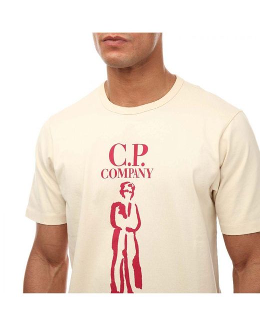 C P Company 30/2 Gemerceriseerd Jersey Matrozen T-shirt In Crème in het Natural voor heren