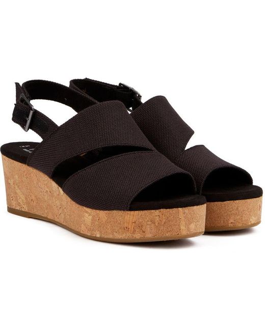 TOMS Black Claudine Wedge Sandals