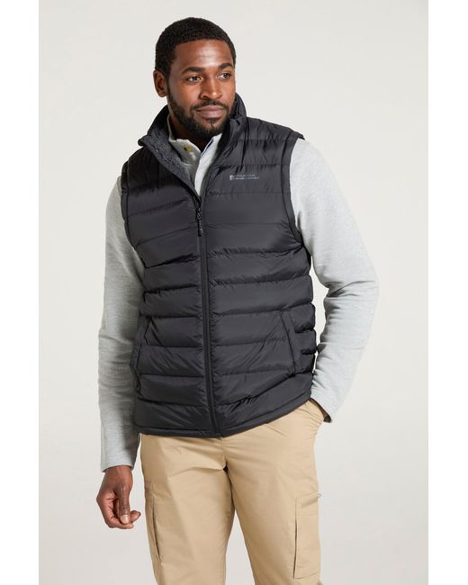Mountain Warehouse Gray 'Seasons' Fur Lined Padded Gilet Water Resistant Jacket Polyamide for men