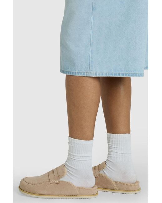 Boohoo Blue Faux Suede Fur Lined Closed Toe Clogs