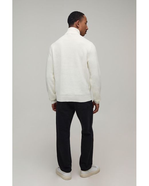 BoohooMAN White Regular Fit 1/4 Zip Knitted Jumper for men