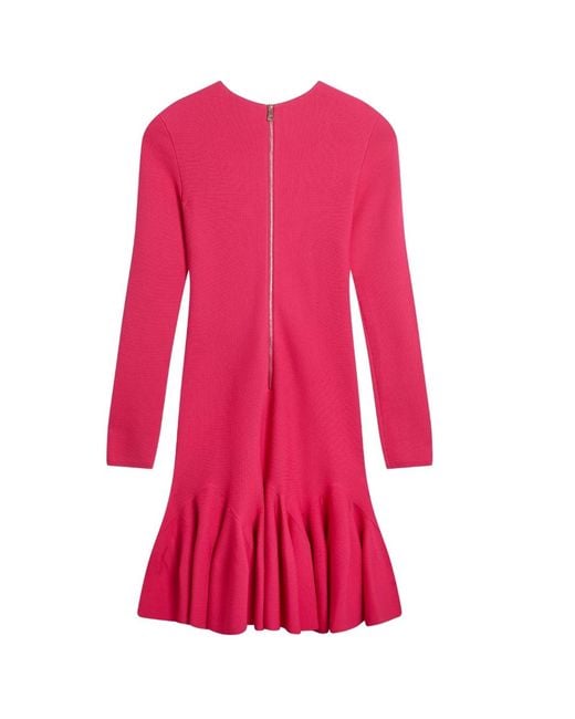 Ted Baker Pink Loisss Flippy Skirt Long Sleeve Fuchsia Mini Dress