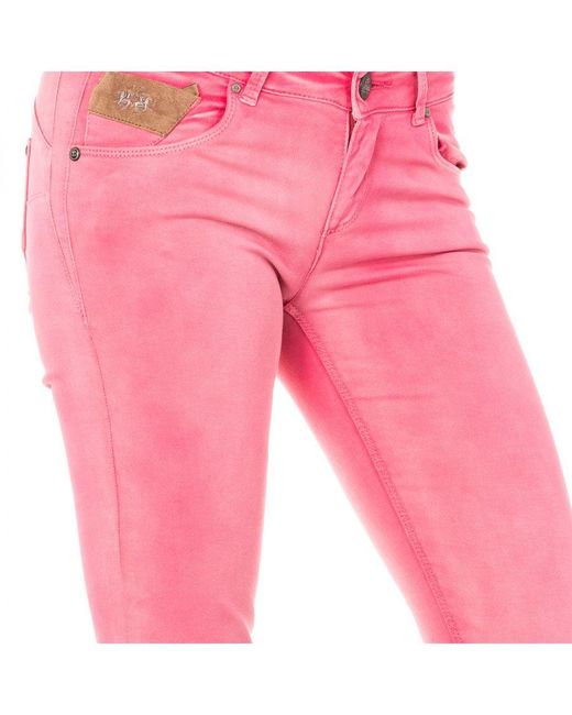 La Martina Pink Elastic Trousers With Skinny Cut Hems Hwt010