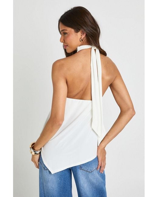 Boohoo White Halterneck Cut Out Drape Top