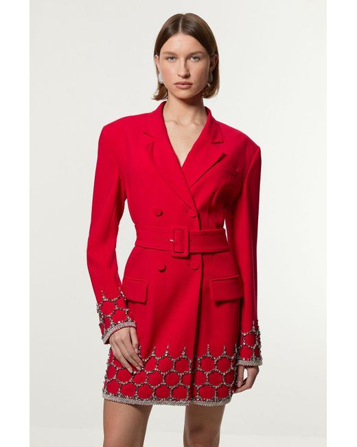 Karen Millen Crystal Embellished Tailored Blazer Mini Dress