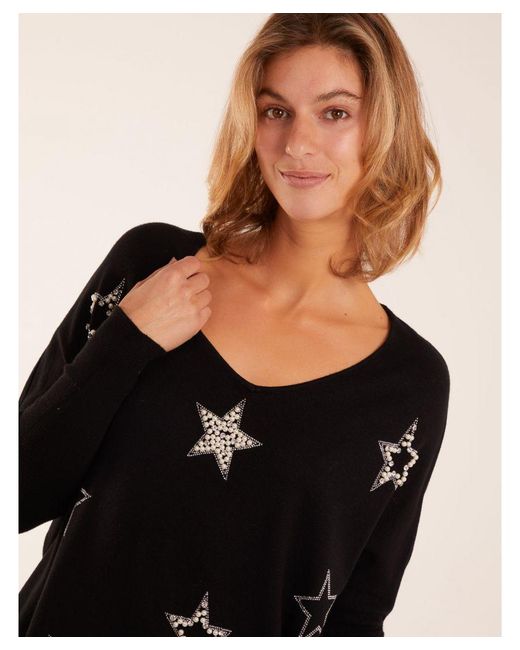Blue Vanilla Black Diamante Pearl Star Jumper