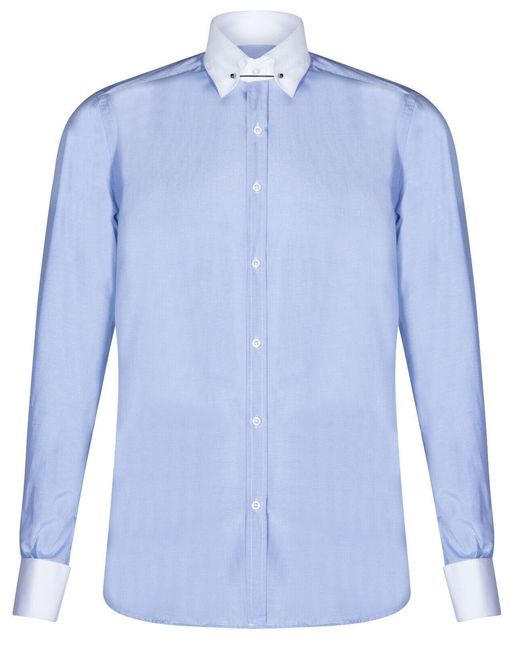 TruClothing Blue Club Collar Shirt 1920S Peaky Blinders With Bar Poplin Pin Smart for men