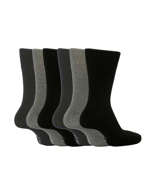 Gentle Grip Black 6 Pairs Non Elastic Socks for men