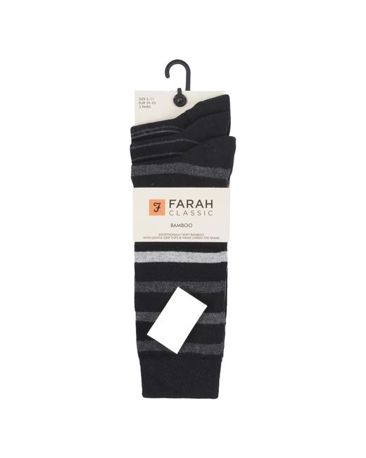 Farah Blue 3 Pack Striped Bamboo Dress Socks Soft Breathable for men
