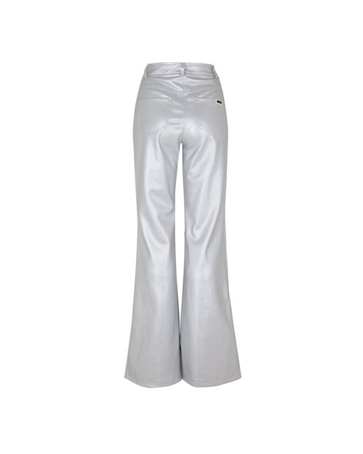 Amy Lynn Gray Amylynn Lupe Metal Badge Solid Patterned Flared Trousers