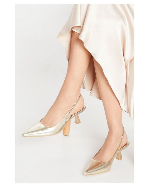 Dorothy Perkins White Bianca Pointed Kitten Heel Slingback Court Shoes