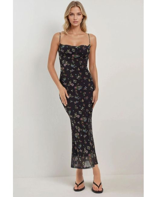 Hiccup Black Printed Bodycon Maxi Dress