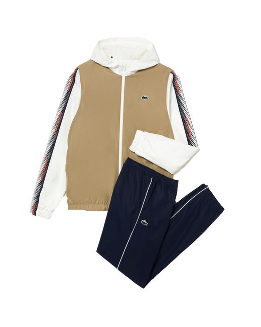 Lacoste Tennis Normaal Trainingspak (beige) in het Blauw voor
