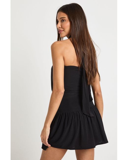 Boohoo Black Slinky Trim Detail Frill Hem Skort