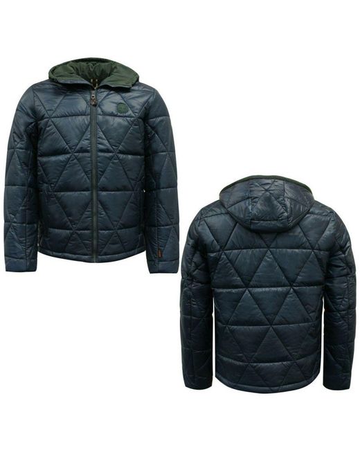 Timberland Blue Insulated Jacket Hoooded Thermal Quilted Coat A1npa 288 X17a Textile for men
