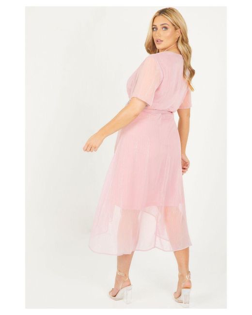 Quiz curve lace wrap dress store