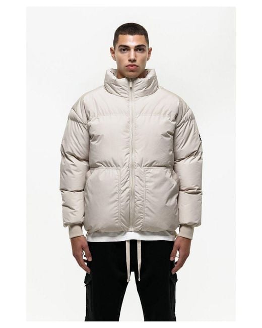 Good For Nothing Gray Zip Through Funnel Neck Puffer Jacket for men