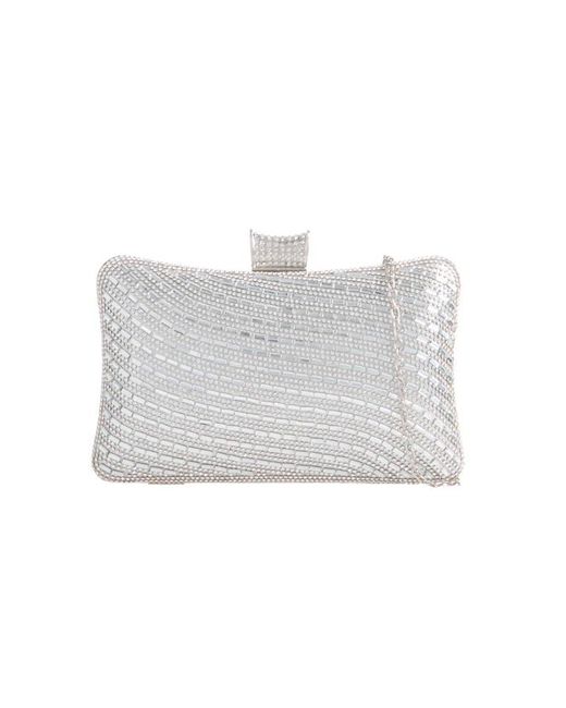 SVNX White Embellished Crystal Clutch Bag