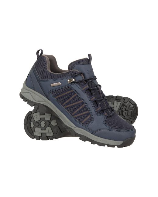 Mountain Warehouse Black 'Path' Walking Shoes Cushioned Footbed Mesh Lining Waterproof Comfy Trail Trekking Trainers for men