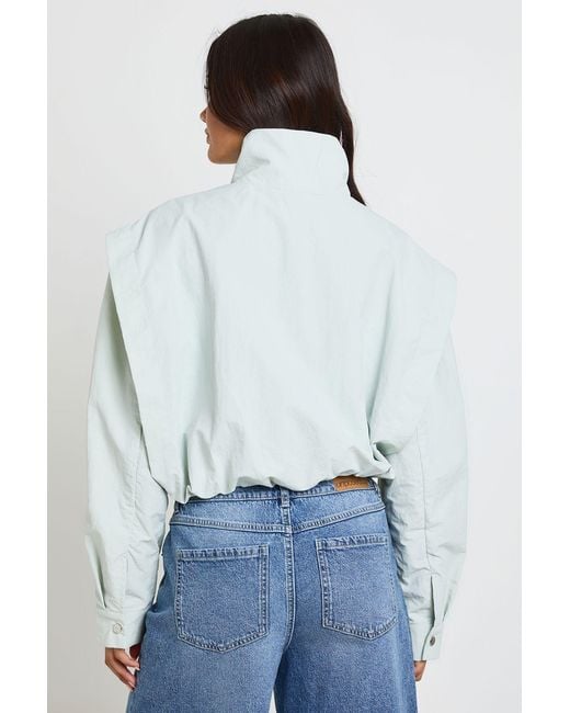 Boohoo White Nylon Funnel Neck Zip Through Track Top