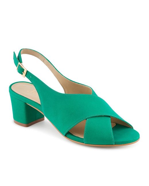 Jones Bootmaker Green Geenah Smart Leather Slingback Sandals