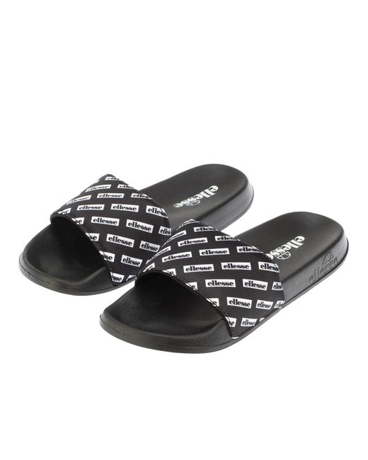 Ellesse Black Morgans All Over Logo Slides for men