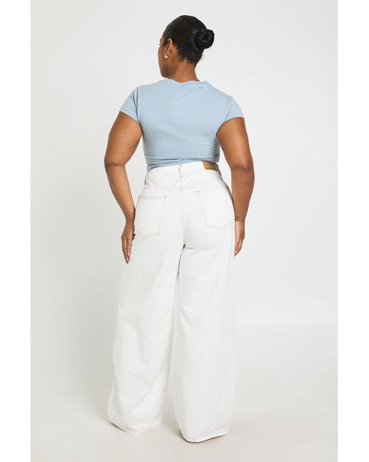 Boohoo White Plus Seam Detail Straight Leg Jean
