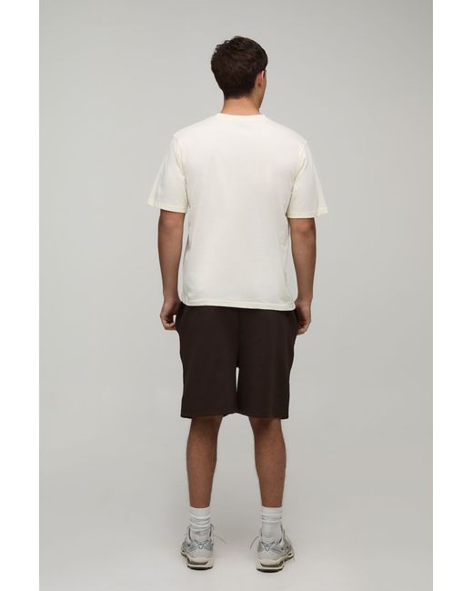 BoohooMAN White Regular Fit Embroidered French Riviera T-Shirt & Fit Short Set for men
