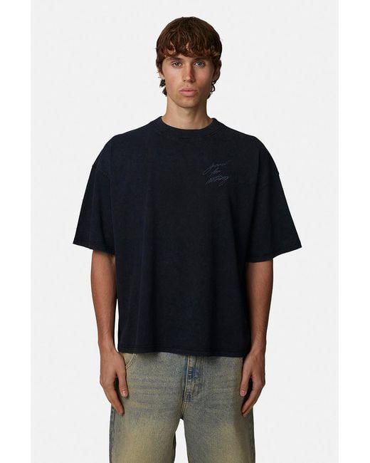 Good For Nothing Black Boxy Washed Graphic Tee for men