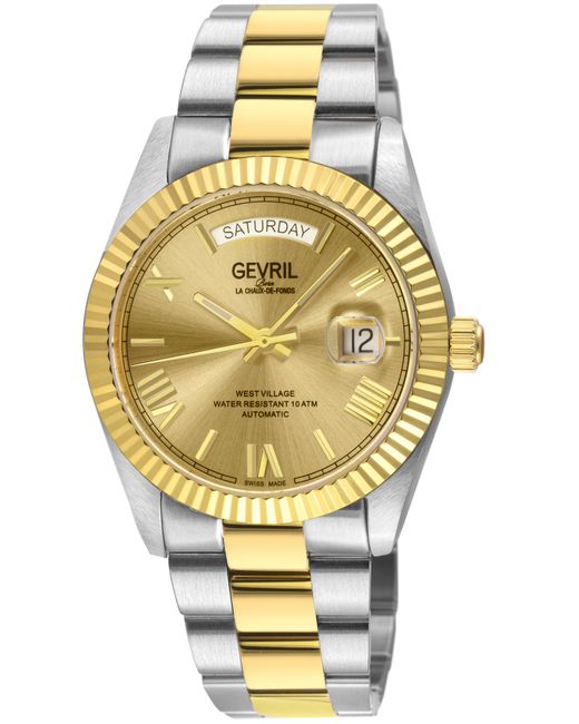 Gevril Metallic Automatic West Village 316L Stainess Steel Ipyg Case, Dial Stainless Bracelet for men
